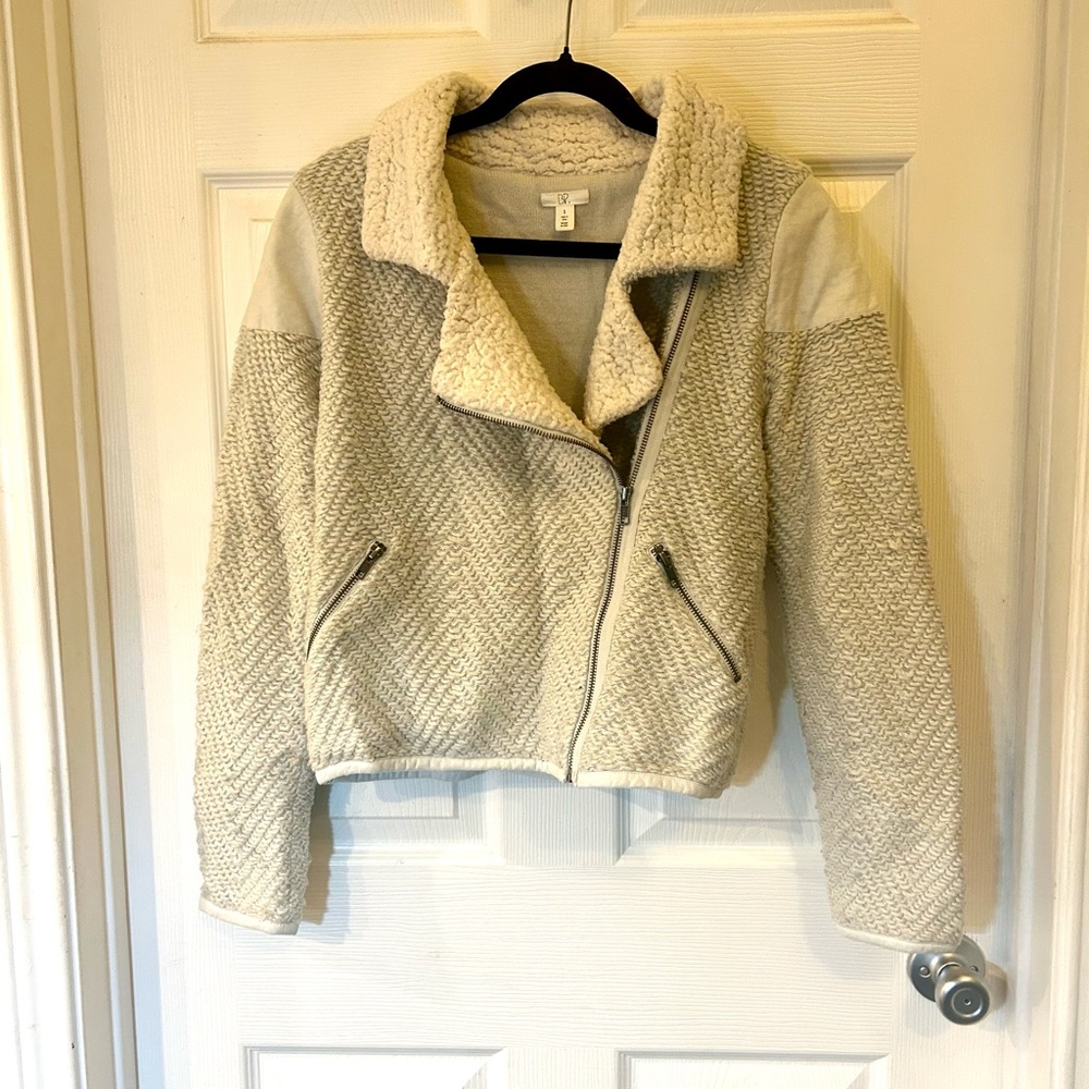 BP (Nordstrom) Cream Teddy Moto Jacket
